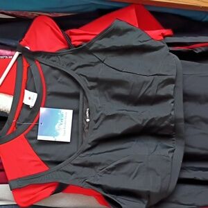 Women's Black and Red Activewear Top Sport Bra And Shorts New With Tag
